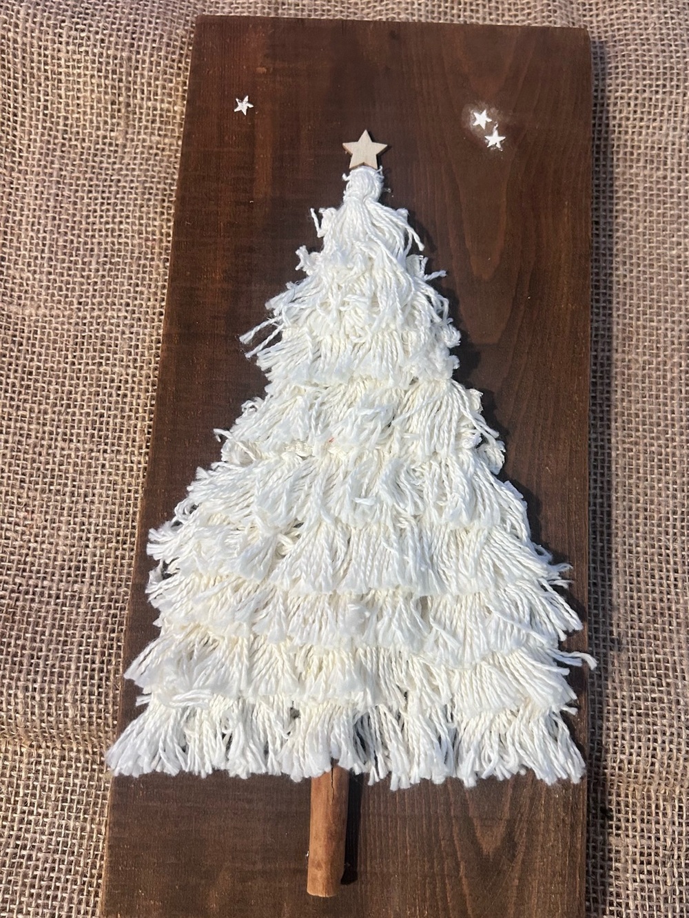 Handmade Macrame White Christmas Tree Wall Art - Home Holiday Decor